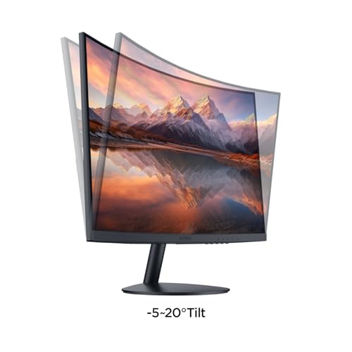 Monitor de PC curvo: panel VA de 27 pulgadas, resolución FHD, 1800R, 75 Hz, HDMI, VGA, ajuste de inclinación