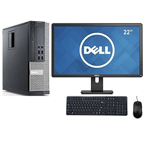 Dell Ordinateur de Bureau Reconditionné, Intel i5, 8 Go RAM, 240 Go SSD, Windows 11 Pro, Wi-FI, Moniteur LCD 22 Pouces, Clavier et Souris, Open Office 2024, Reconditionné, Compatible