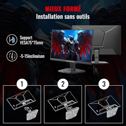 Minifire Écran PC Gaming 22 Pouces FHD (1920 x 1080), IPS, 75Hz, VGA et HDMI
