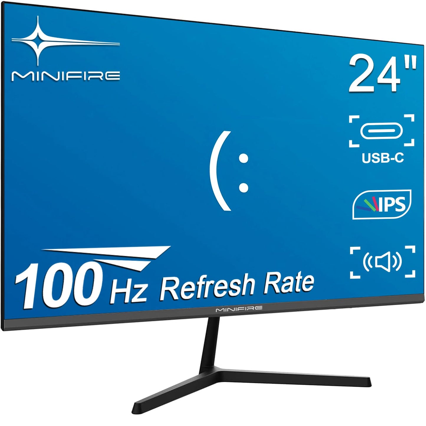 Monitor de PC Minifire de 24 pulgadas y 100 Hz, IPS, pantalla de PC FHD 1080P, altavoces incorporados