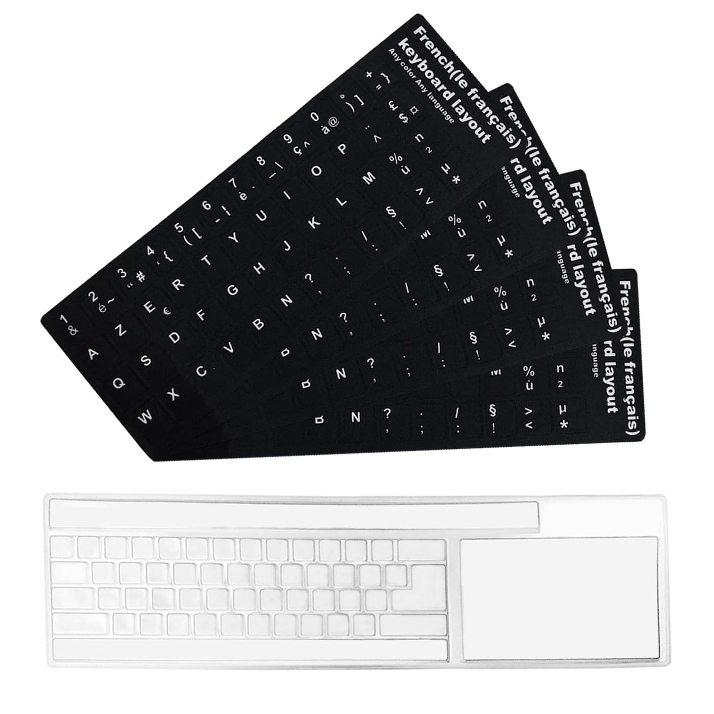 Autocollants Clavier en Français de Lettres de Clavier Français Ordinateur Portable, 6Pcs