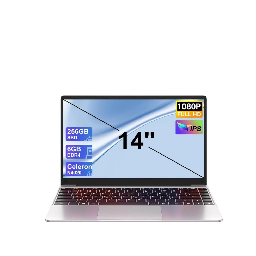 NOTODD Laptop,6GB RAM+256GB SSD Support 1TB Expansion Celeron N4020 Win11 Notebook PC 14 Inch 2.4+5G WiFi Mini HDMI USB BT4.2 Wireless Mouse & AZERTY Membrane-Silver