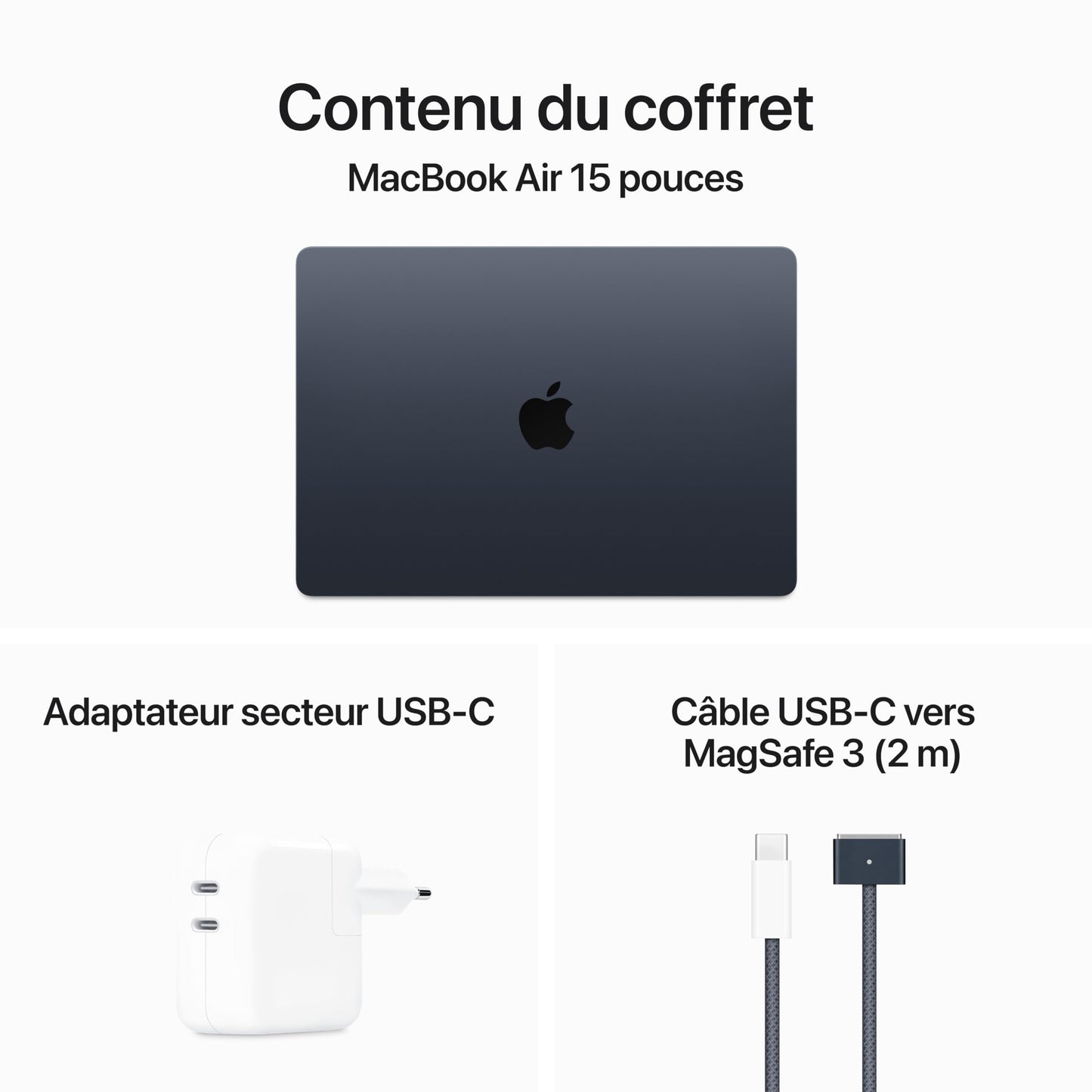 Apple 2024 Portable MacBook Air 15 Pouces avec Puce M3 : écran Liquid Retina 15,3 Pouces, 8 Go de mémoire unifiée, 256 Go de Stockage SSD, Clavier rétroéclairé, caméra FaceTime HD 1080p. Minuit