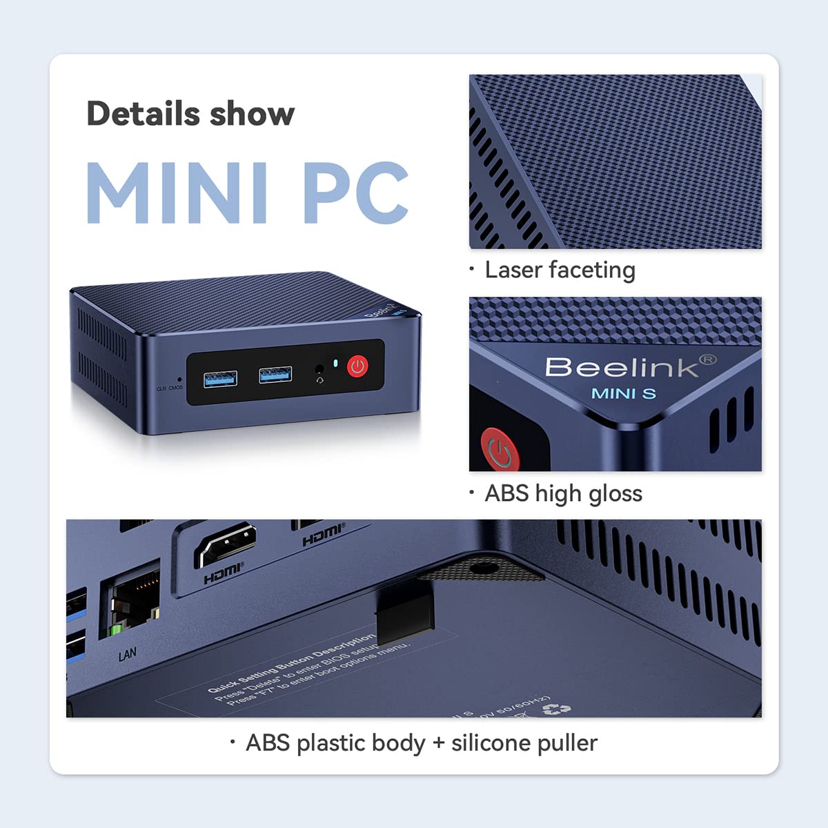 Beelink MINI-S12 Pro, Mini PC con Procesador Intel Alder Lake-N100 (hasta 3,4 GHz), 16 GB de RAM, 500 GB SSD, HDMI/WiFi6/BT 5.2/RJ45/WOL/Auto Boot