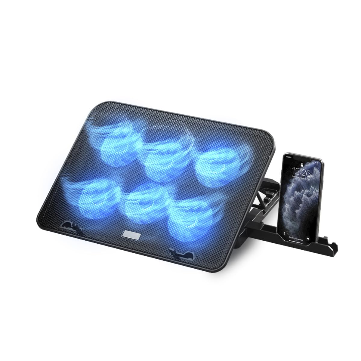 NK Base de Refroidissement Portable – Ventilateur Ordinateur Portable de 12 à 17" avec Support réglable 5 hauteurs, 2 Ventilateurs Silencieux, 2 Ports USB, Refroidissement Rapide, lumière LED Bleue