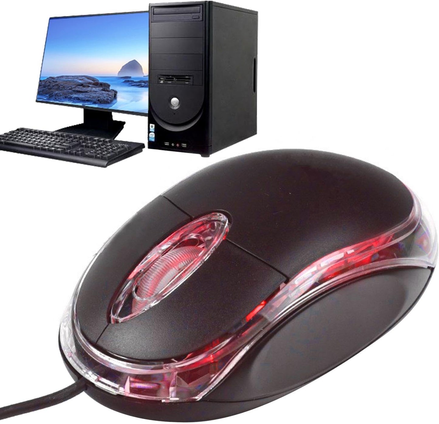 Ratón con cable para computadora portátil – Ratón mecánico portátil para juegos | Cómodo mouse programable con funciones avanzadas, ideal para uso diario en computadoras
