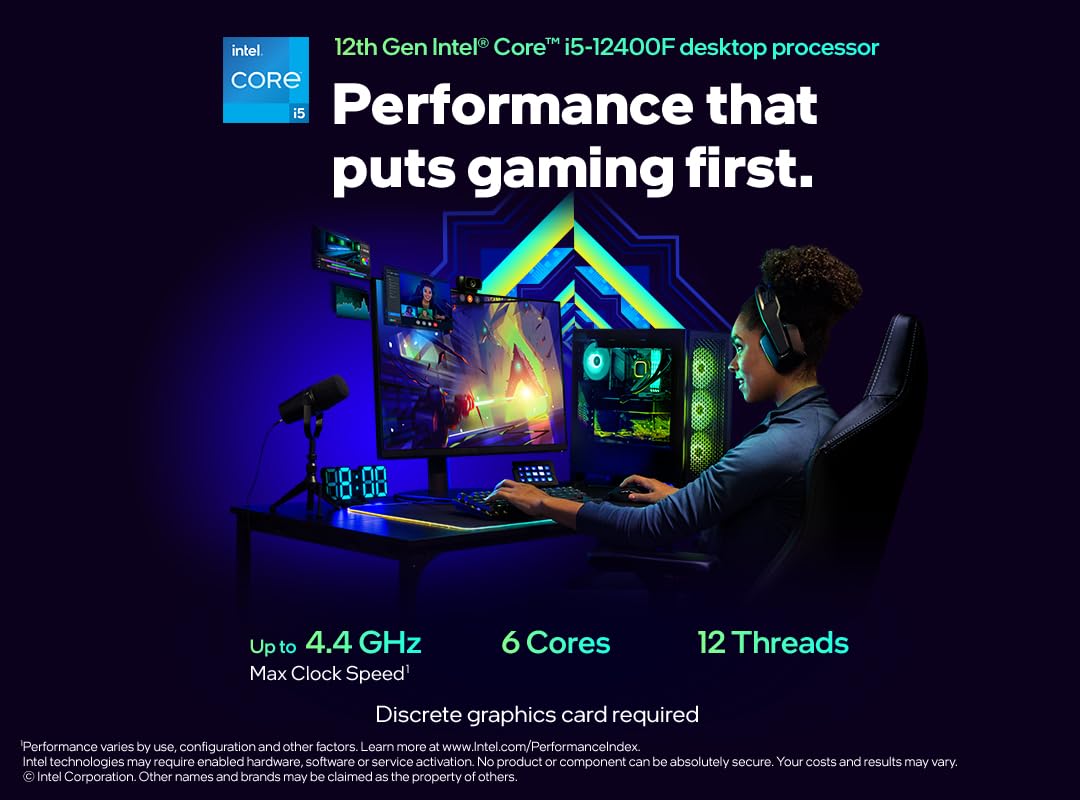 Intel® Core™ i5-12400F, procesador de escritorio 18 MB de caché, hasta 4,40 GHz