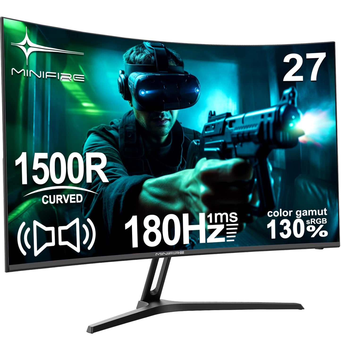 Monitor de PC Minifire de 24 pulgadas y 100 Hz, IPS, pantalla de PC FHD 1080P, altavoces incorporados