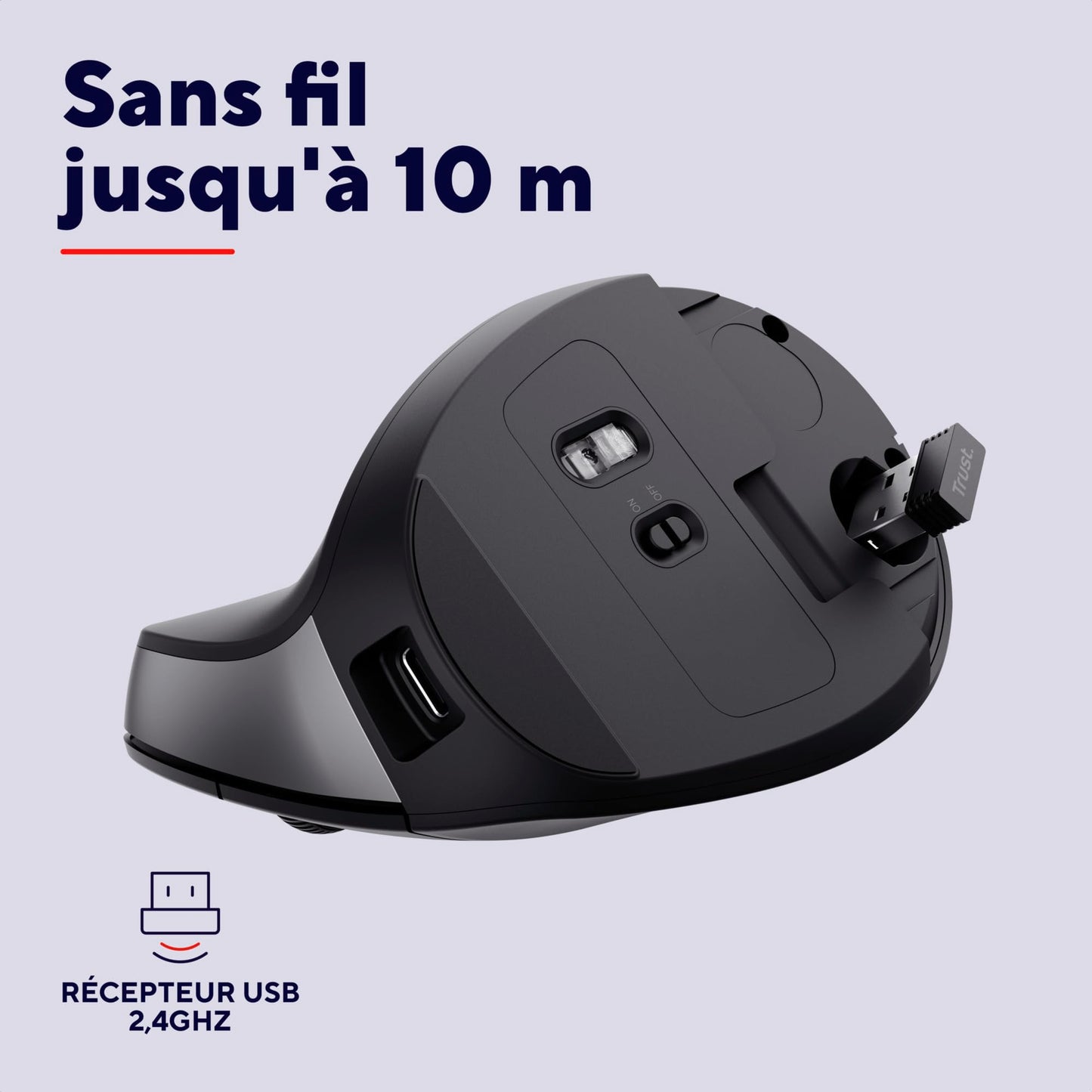 Ratón Inalámbrico, Ratón Vertical Ergonómico, 6 Botones, LED