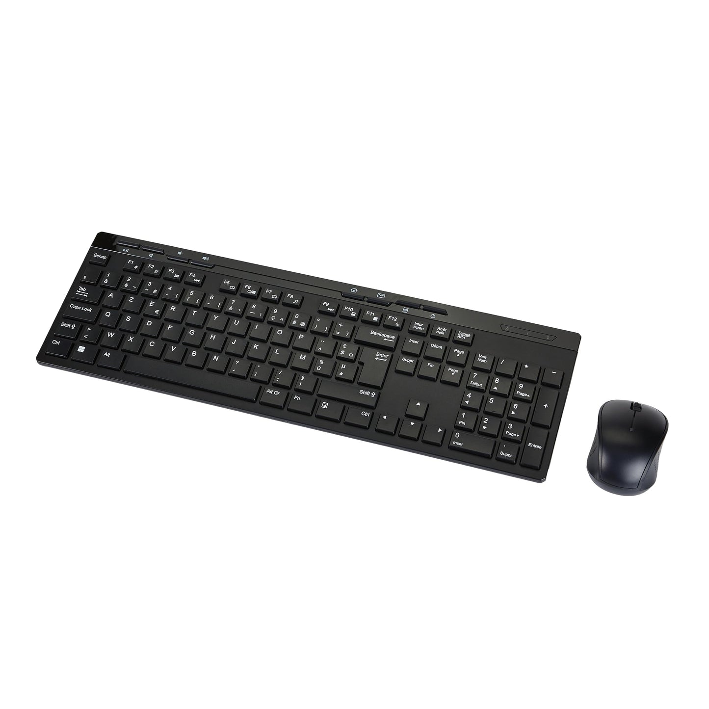 Combinación de teclado y mouse inalámbricos, receptor USB de 2,4 GHz, diseño FR, negro
