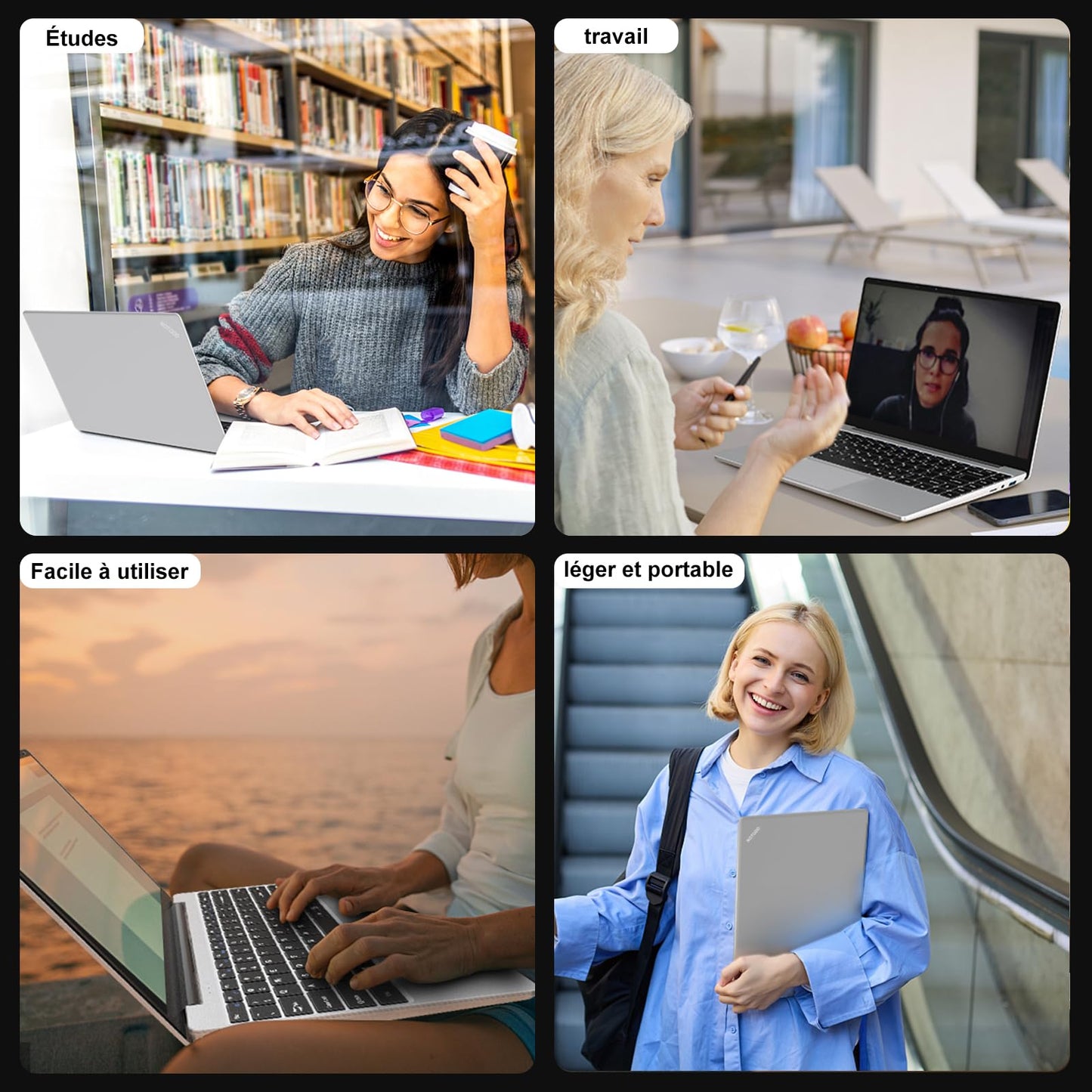 NOTODD Laptop,6GB RAM+256GB SSD Support 1TB Expansion Celeron N4020 Win11 Notebook PC 14 Inch 2.4+5G WiFi Mini HDMI USB BT4.2 Wireless Mouse & AZERTY Membrane-Silver