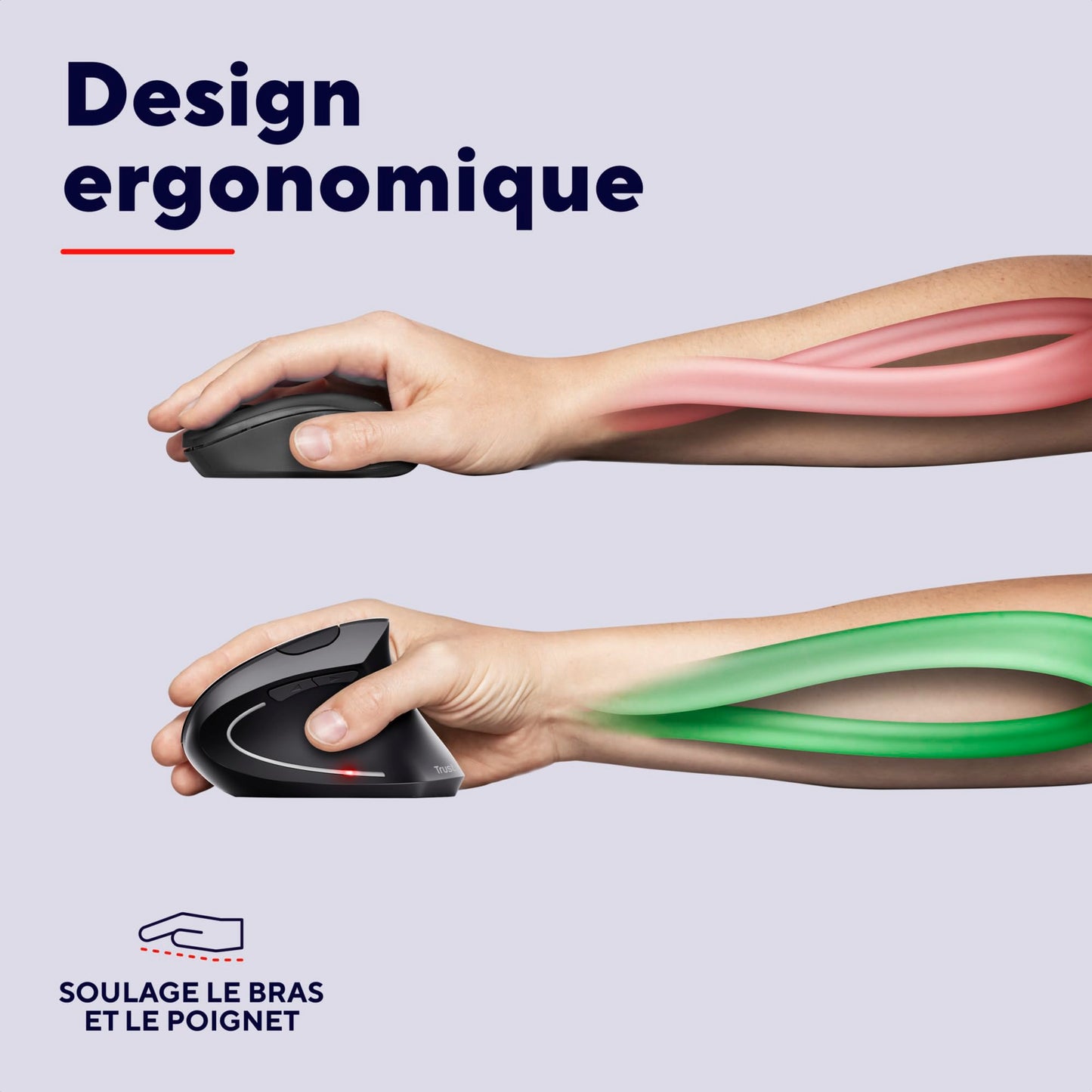 Ratón Inalámbrico, Ratón Vertical Ergonómico, 6 Botones, LED