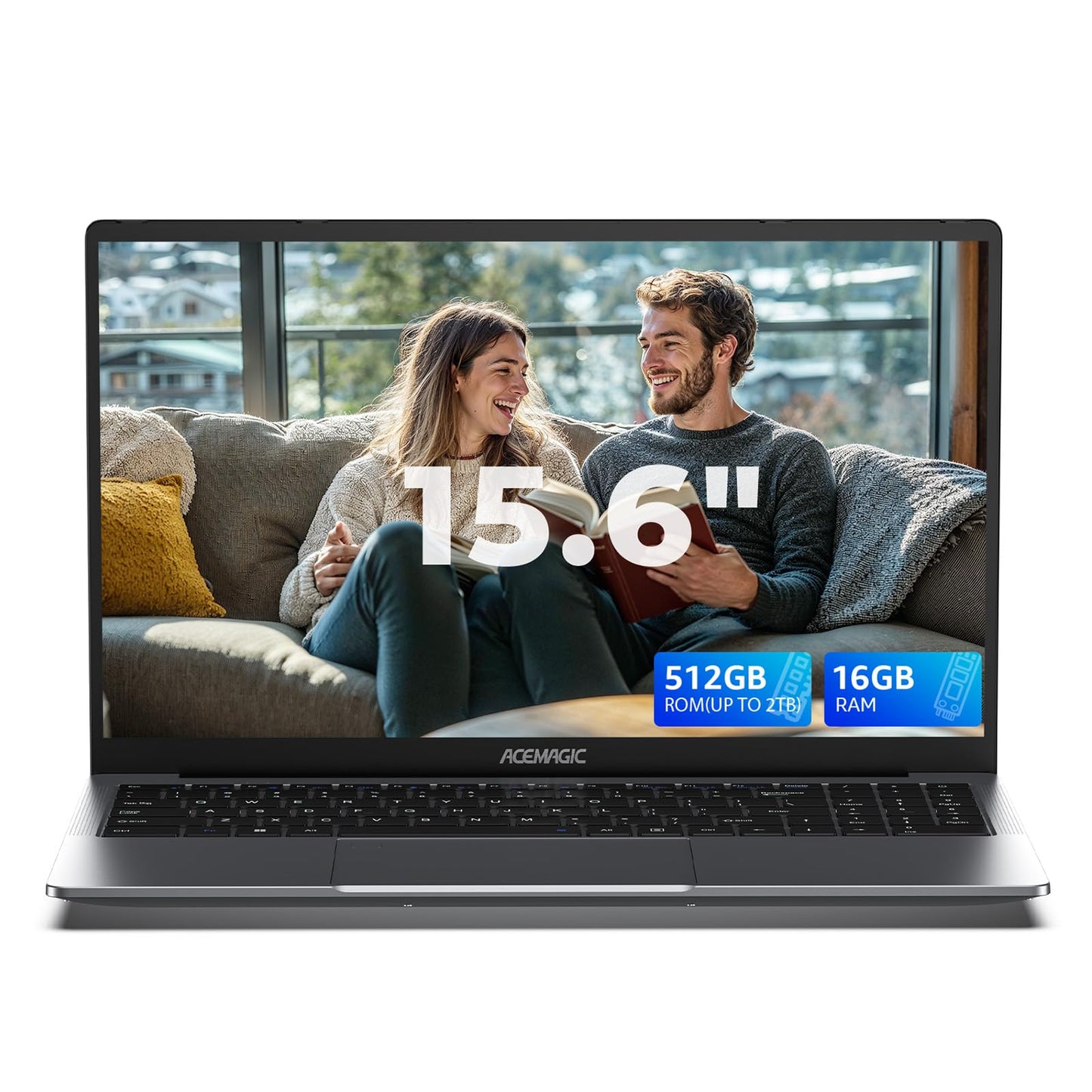 ACEMAGIC 16 Inch Laptop 16GB RAM 512GB SSD 2TB Expansion Intel 4 Core N97(Up to 3.60GHz) Exceed N95/N5095, 1920*1200 FHD Metal Case Notebook PC(Grey)