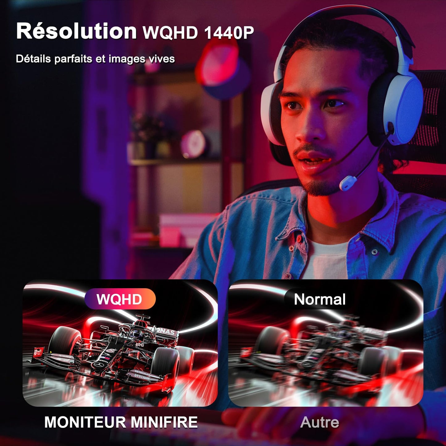 Minifire Écran PC Gaming 22 Pouces FHD (1920 x 1080), IPS, 75Hz, VGA et HDMI