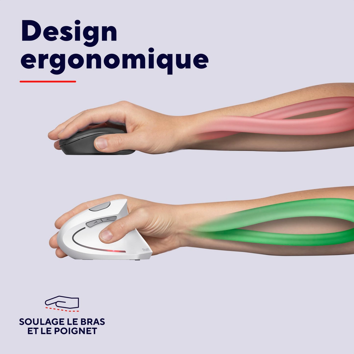 Ratón Inalámbrico, Ratón Vertical Ergonómico, 6 Botones, LED