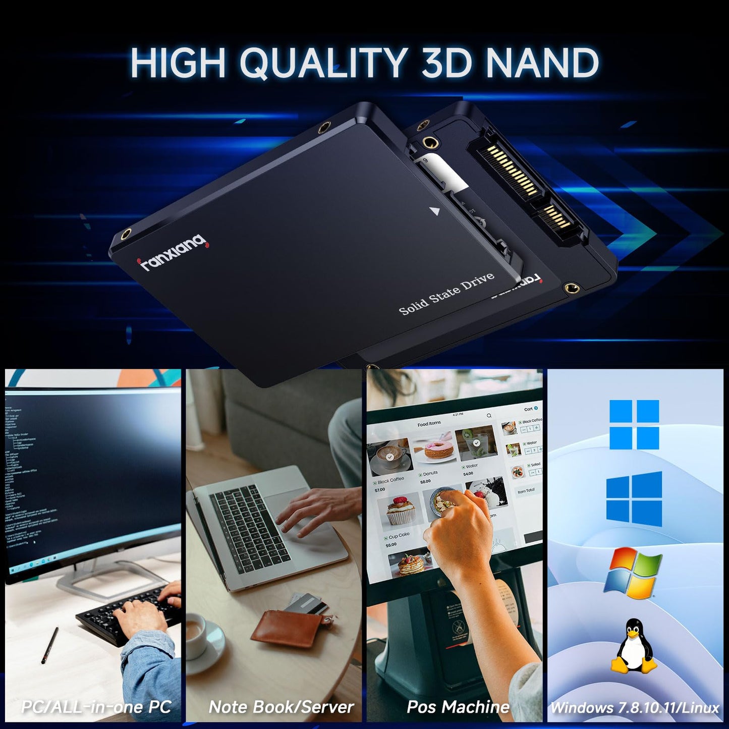 fanxiang 256GB SSD SATA III 6Gb/s, 2.5" SSD 530MB/s Read, 3D NAND Internal Solid State Drive Compatible with Laptops and Desktops(S101Q)