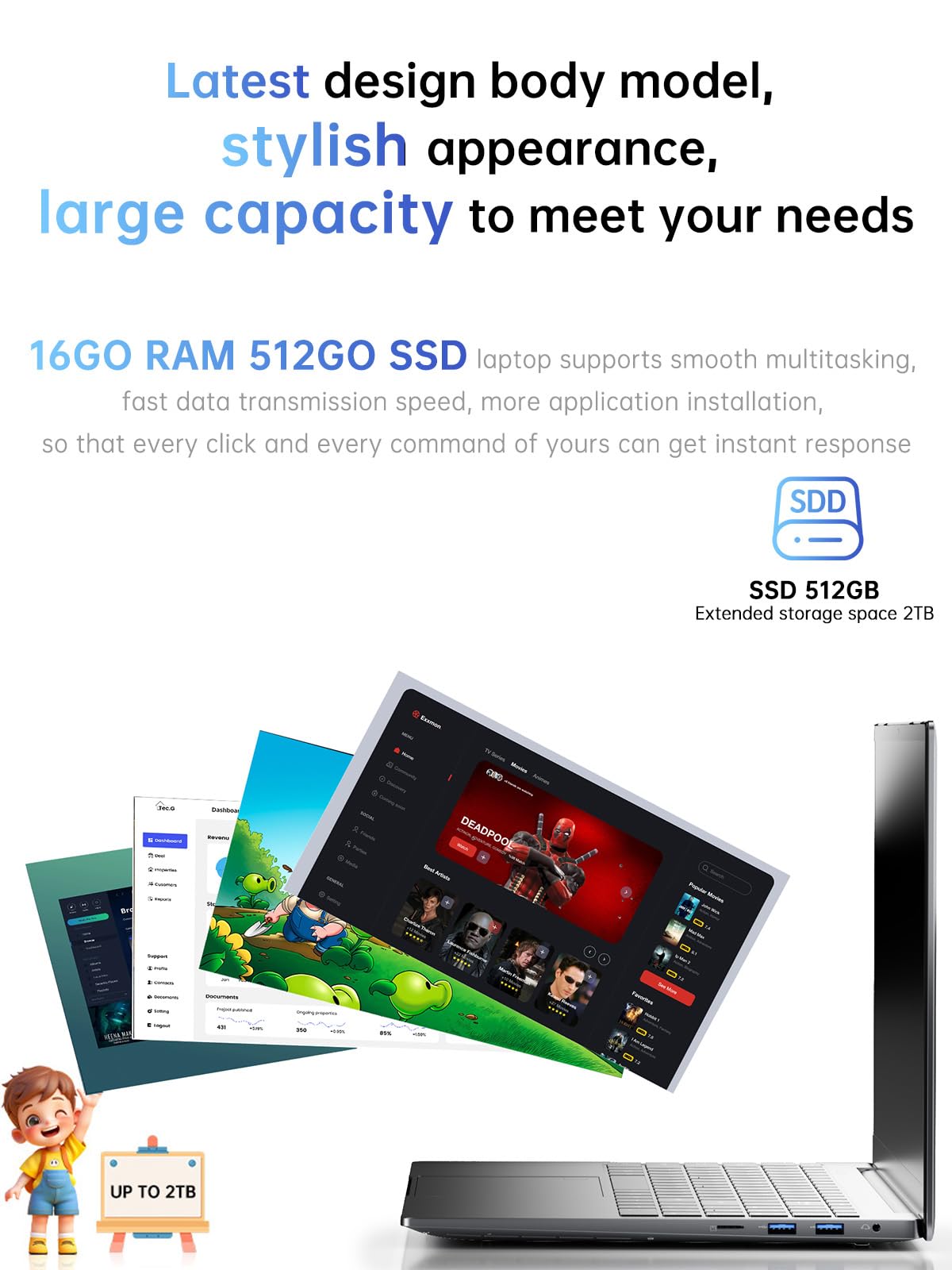 ACEMAGIC 16 Inch Laptop 16GB RAM 512GB SSD 2TB Expansion Intel 4 Core N97(Up to 3.60GHz) Exceed N95/N5095, 1920*1200 FHD Metal Case Notebook PC(Grey)