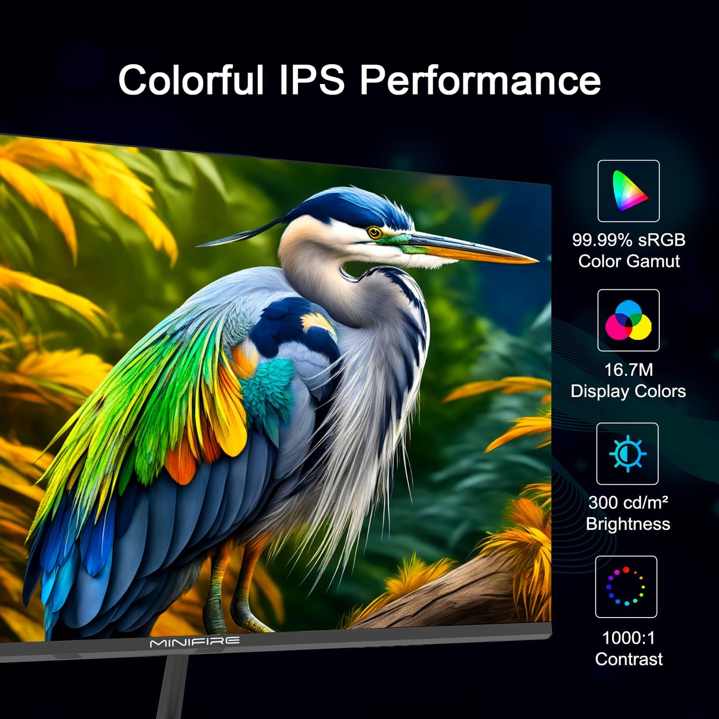 Monitor de PC Minifire de 24 pulgadas y 100 Hz, IPS, pantalla de PC FHD 1080P, altavoces incorporados