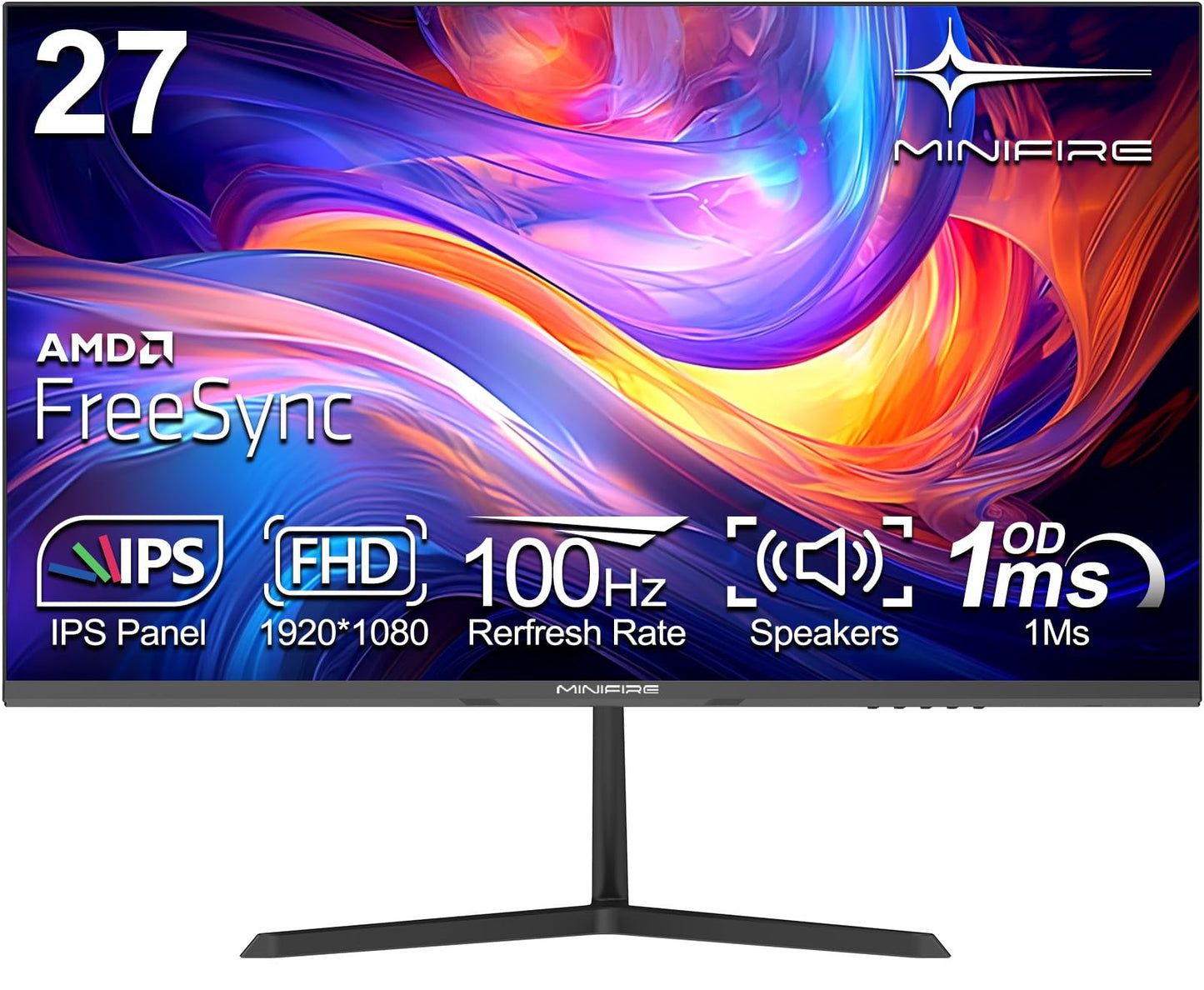 Minifire Écran PC Gaming 22 Pouces FHD (1920 x 1080), IPS, 75Hz, VGA et HDMI