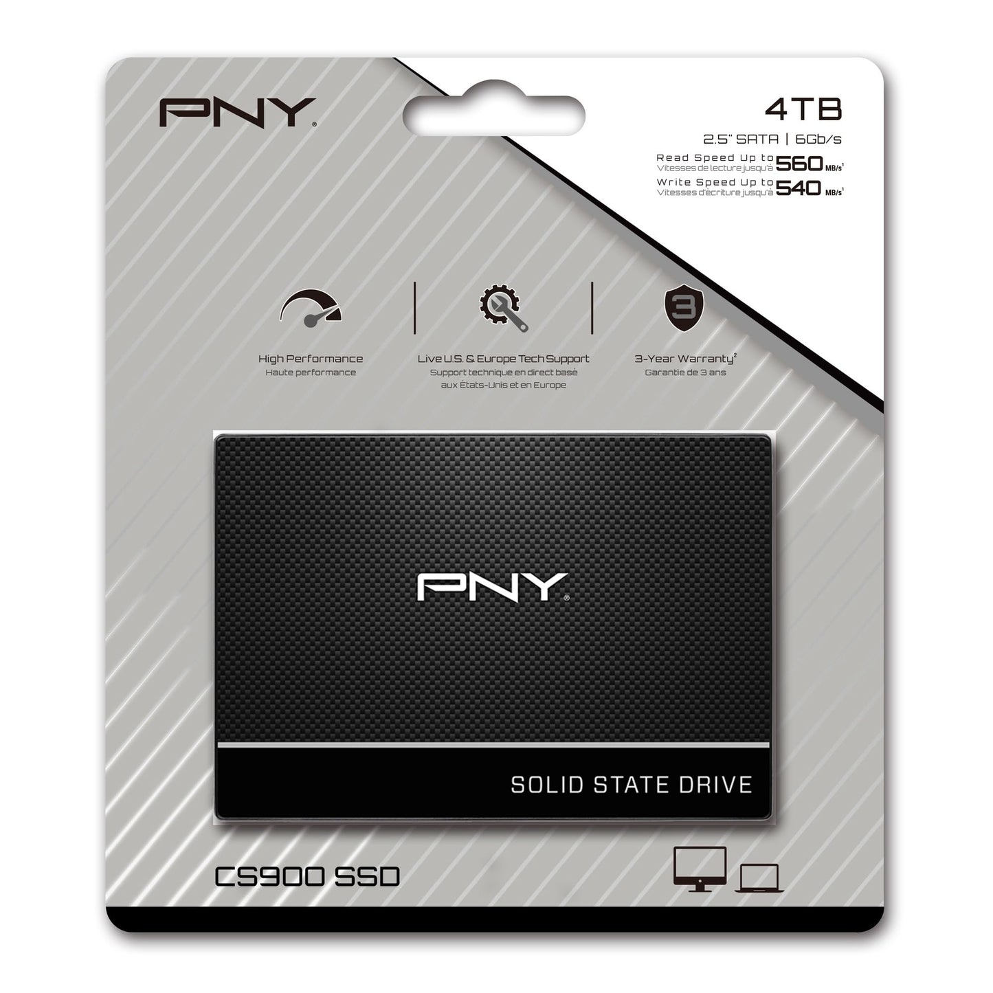 PNY CS900 Internal SSD SATA III, 2.5 Inch, 250GB, Read Speed up to 535MB/s