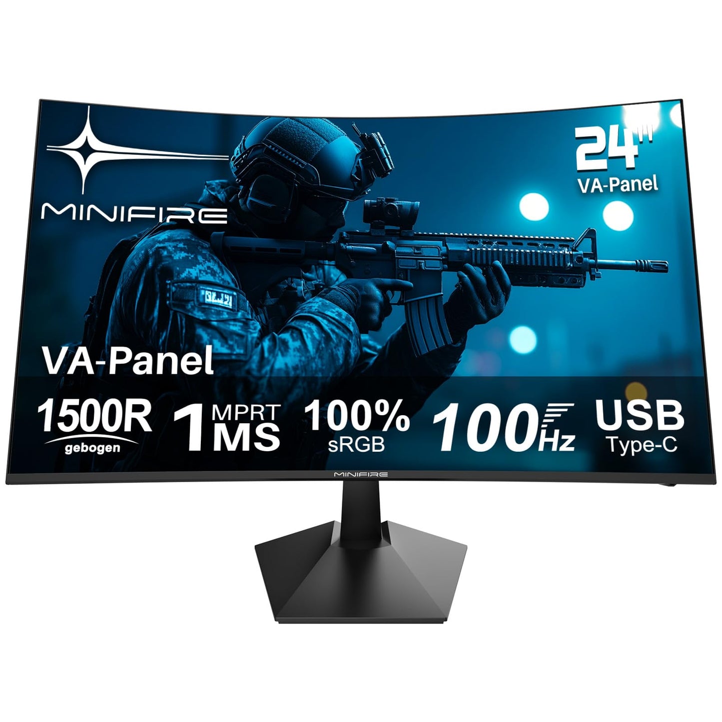 Monitor de PC Minifire de 24 pulgadas y 100 Hz, IPS, pantalla de PC FHD 1080P, altavoces incorporados