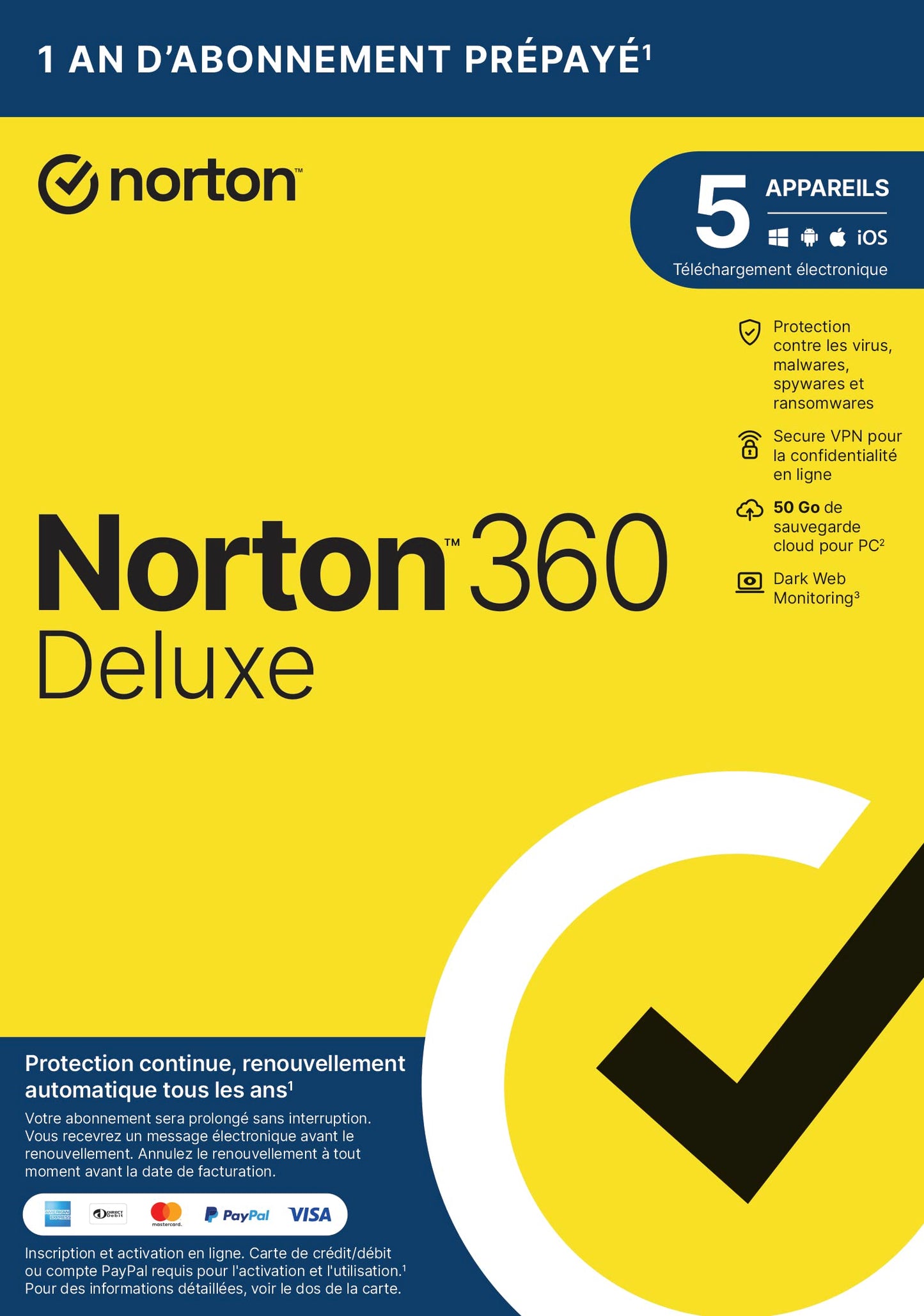 Norton 360 Deluxe 2025 |5 appareils | 12 mois |Téléchargement