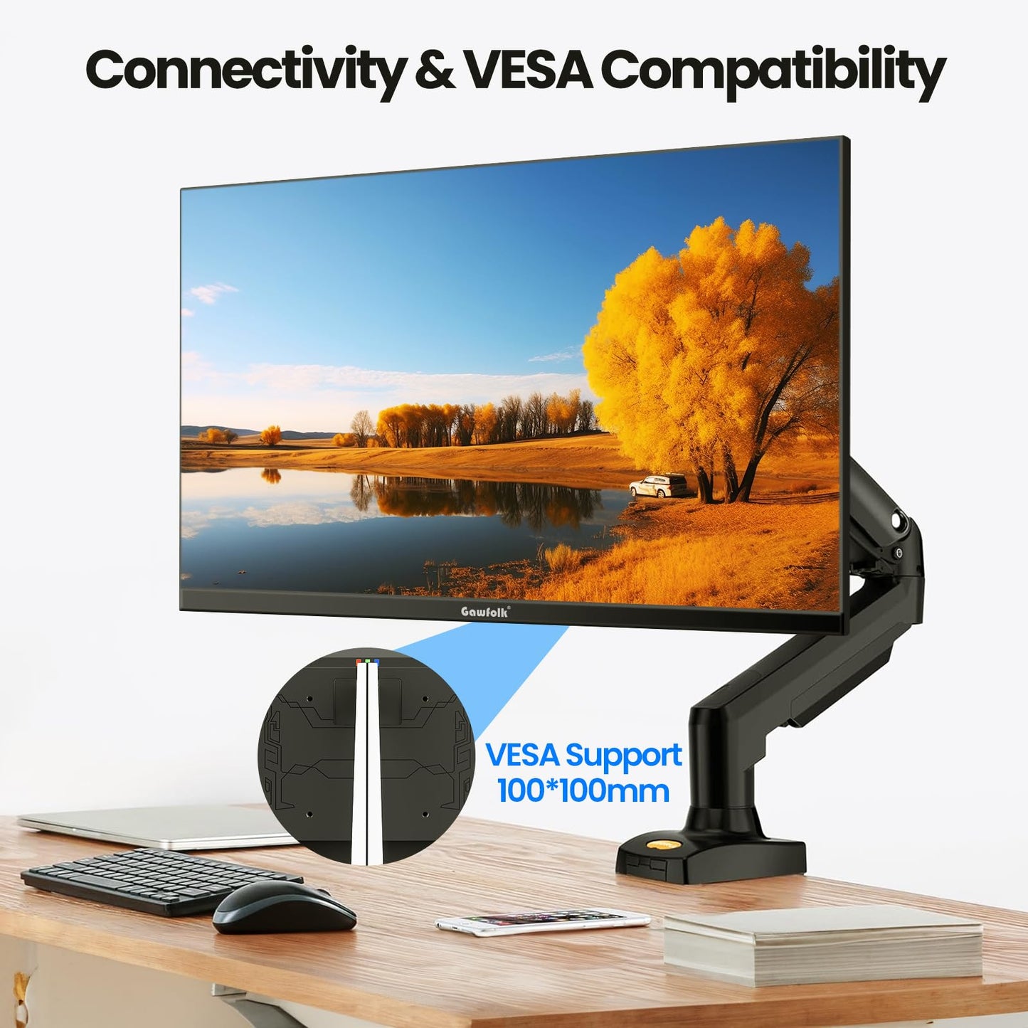 Gawfolk Curved Monitor 32 Pouces 75Hz, 1500R Gaming PC Screen QHD (2560 x 1440p), écran d'ordinateur sans Cadre avec FreeSync et Eye Care Technologie, supporte VESA
