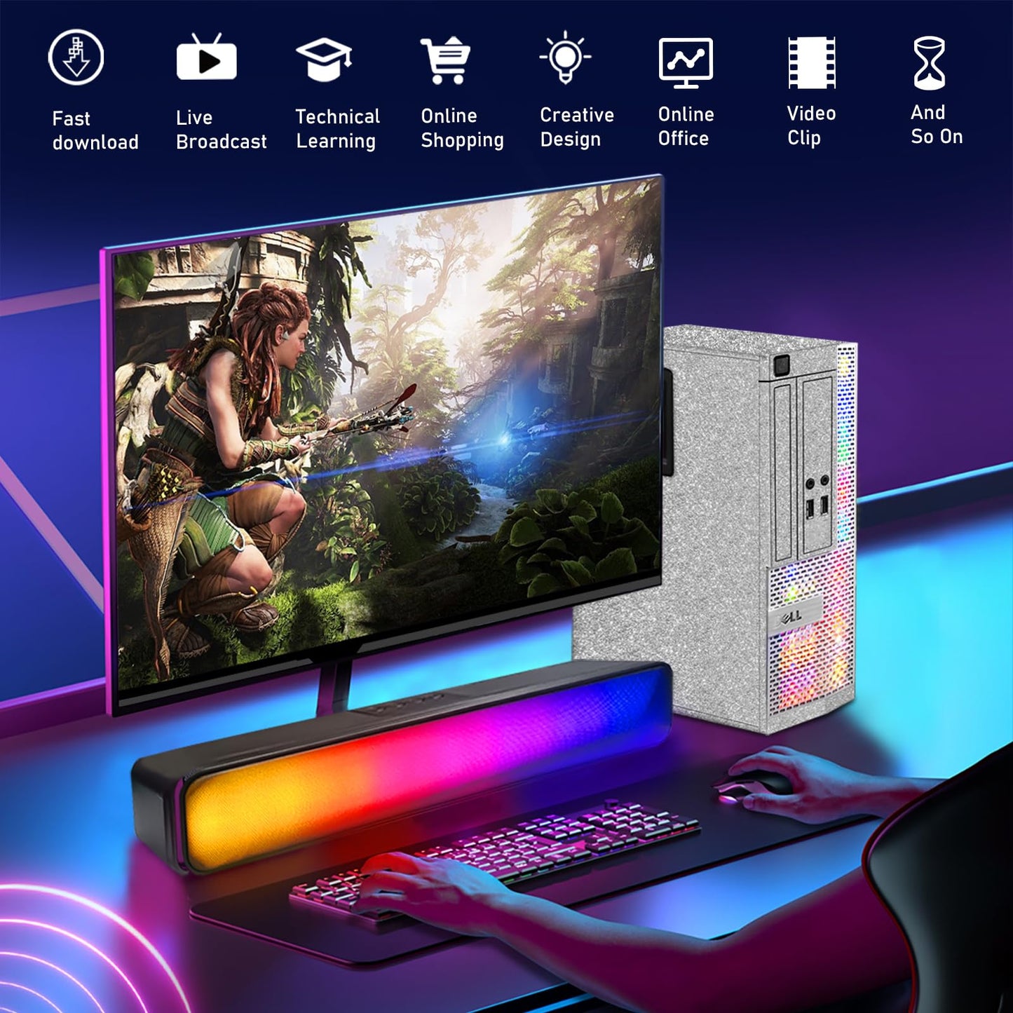 Dell PC Gamer Fixe,Ordinateur Gaming,Quad Core I5 jusqu'à 3.6GHz, GeForce GTX 1030 2Go GDDR5, RAM 16Go, SSD 512Go, WiFi 600 M, Bluetooth 5.0, W10P64 (Reconditionné)