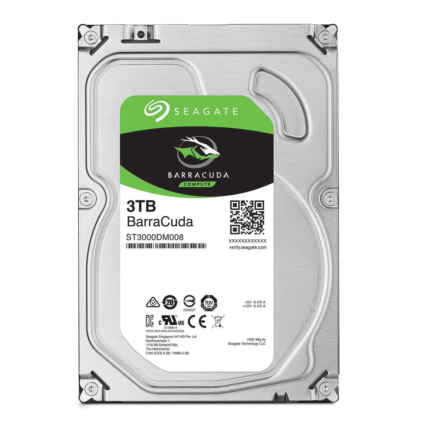 Seagate BarraCuda, 2 To, Disque dur interne HDD – 3,5" SATA 6 Gbit/s 7 200 tr/min, 256 Mo de mémoire cache, pour PC de bureau , Ouverture facile (ST2000DMZ08)