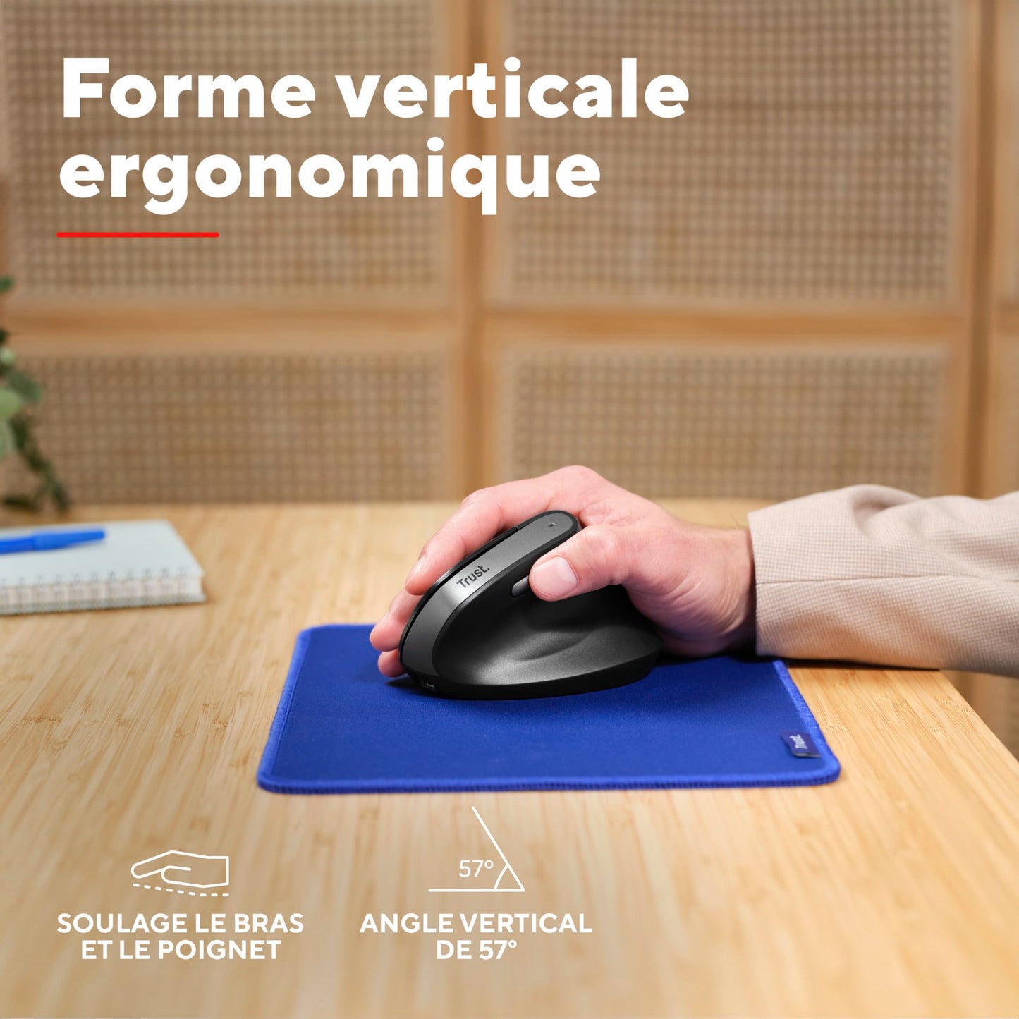 Ratón Inalámbrico, Ratón Vertical Ergonómico, 6 Botones, LED