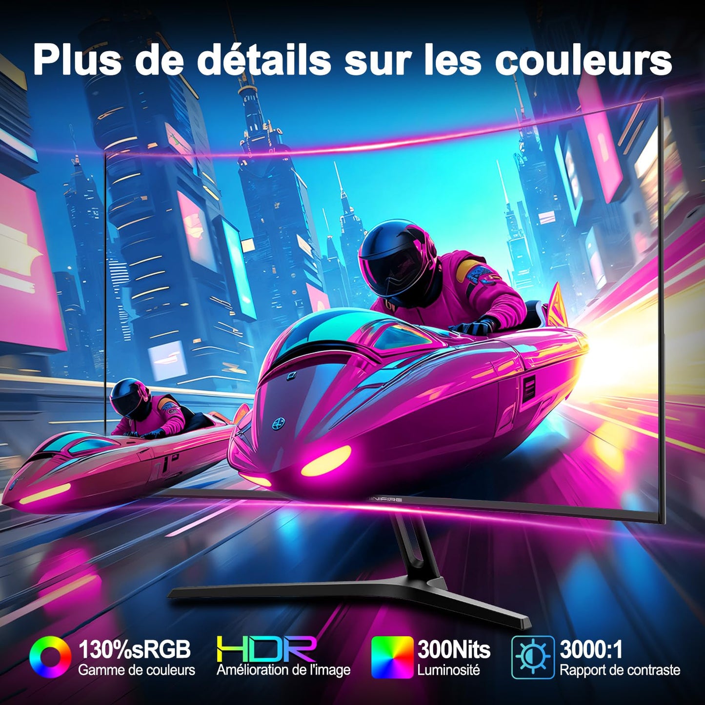 Minifire Écran PC Gaming 22 Pouces FHD (1920 x 1080), IPS, 75Hz, VGA et HDMI