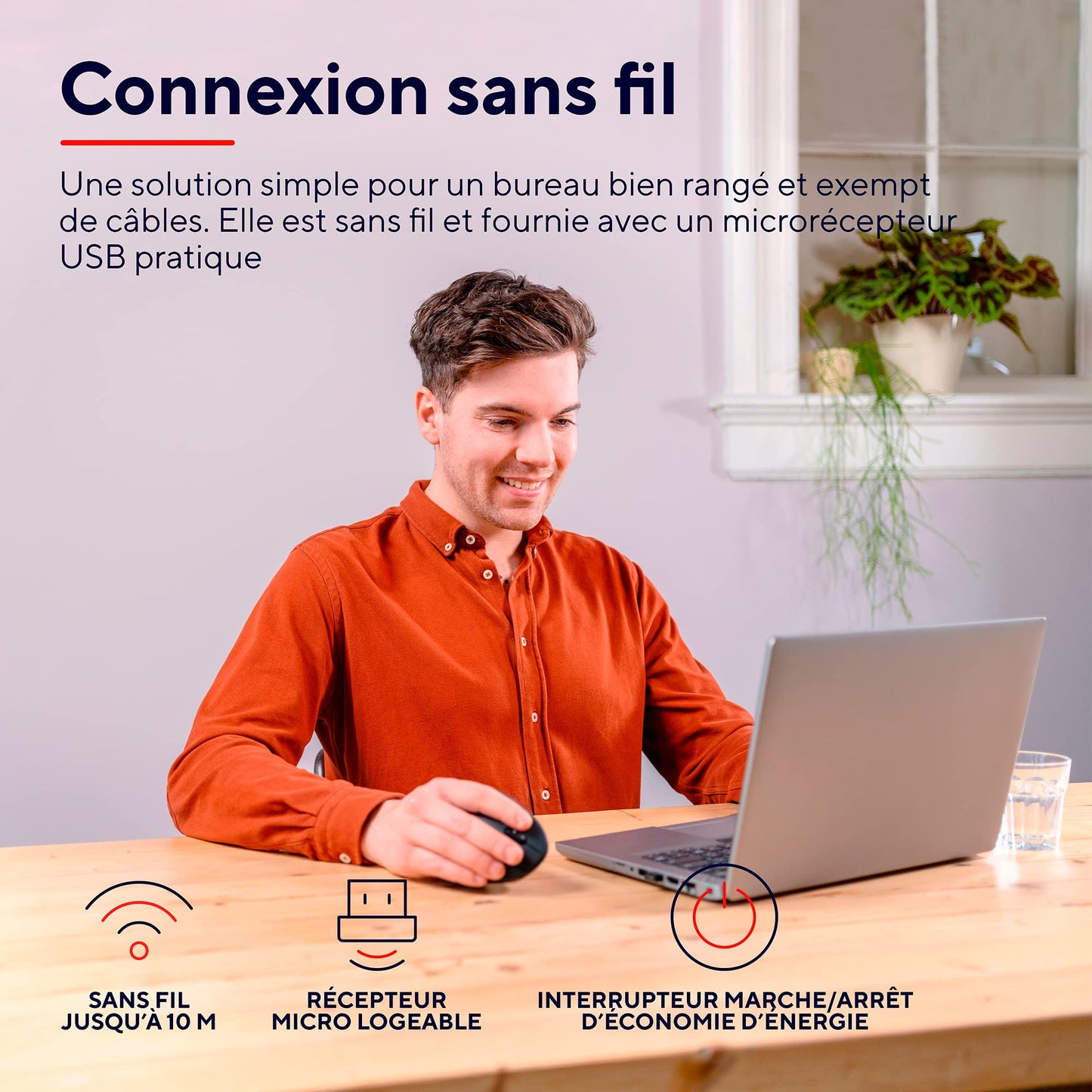 Ratón Inalámbrico, Ratón Vertical Ergonómico, 6 Botones, LED