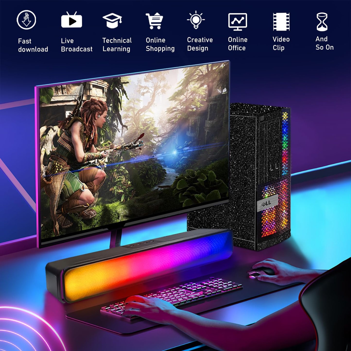 Dell PC Gamer Fixe,Ordinateur Gaming,Quad Core I5 jusqu'à 3.6GHz, GeForce GTX 1030 2Go GDDR5, RAM 16Go, SSD 512Go, WiFi 600 M, Bluetooth 5.0, W10P64 (Reconditionné)