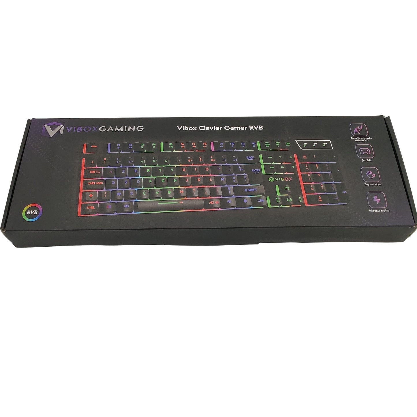 Clavier gamer Vibox RVB rétroéclairé en boîte noire