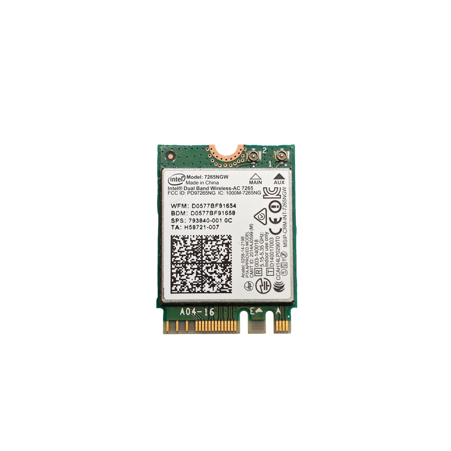 Carte Wi - Fi Intel Wireless - AC 7265 M.2 NGFF Bluetooth 4.0 (Reconditionné) - PC Portables – Pièces détachées | DR CLICK Informatique
