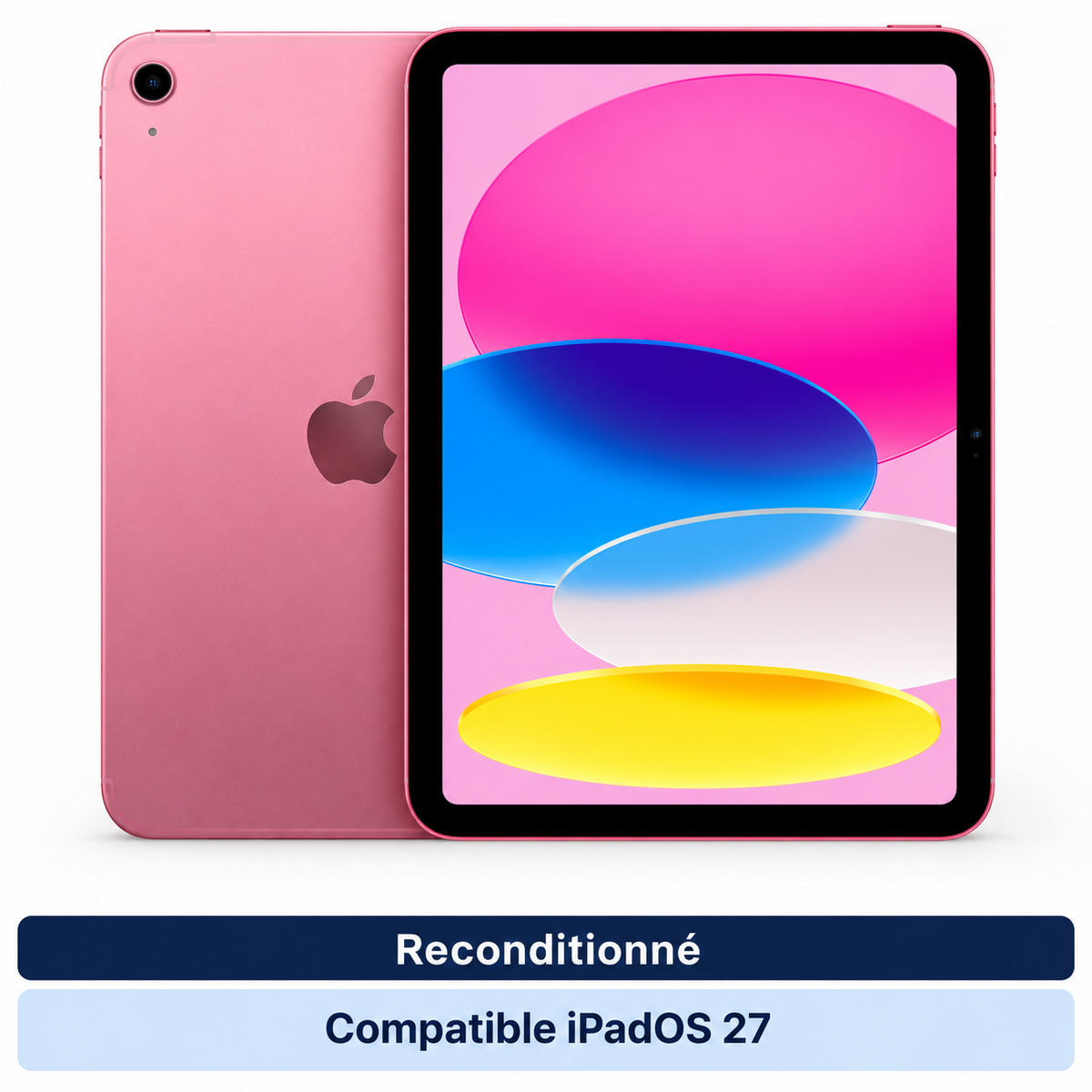 Apple iPad 10 (2022) – 10,9 pouces, 64 Go WiFi, rose (Reconditionné) — vue 3, compatible iPadOS 27
