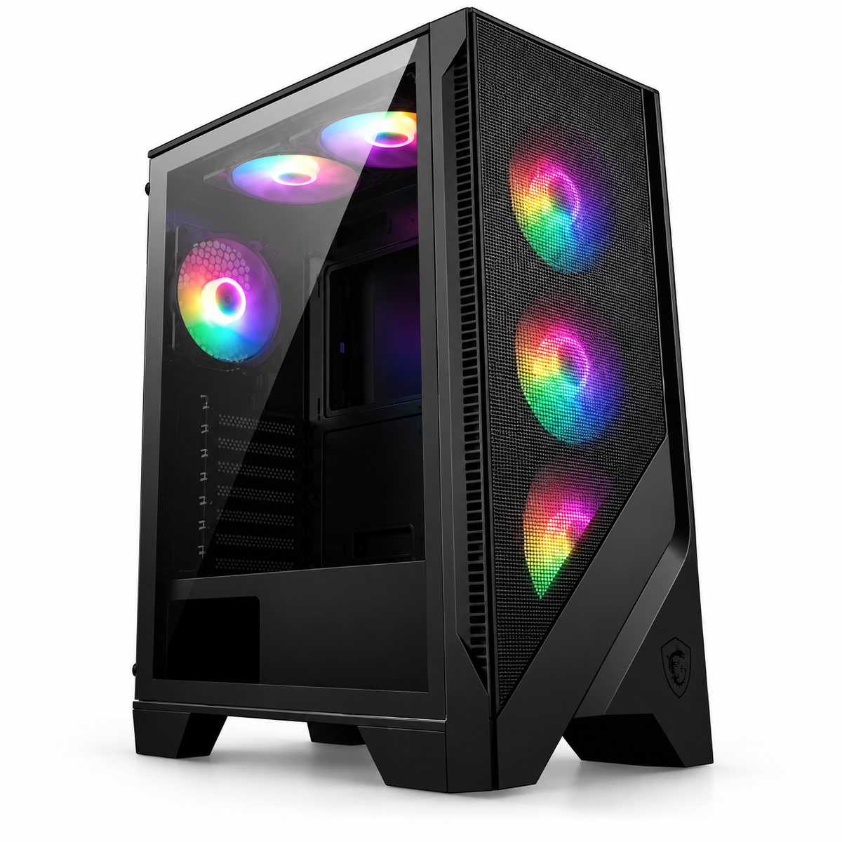 Boîtier MSI MAG FORGE 120A AIRFLOW noir avec six ventilateurs RGB