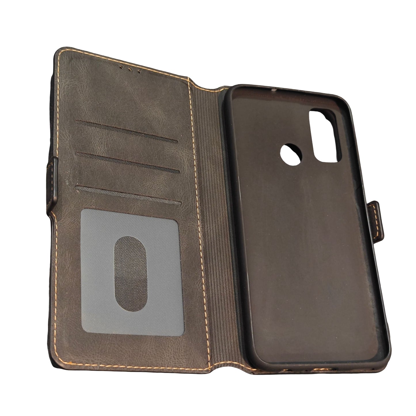 Étui Portefeuille Marron Huawei P Smart 2020 – Coque Rabattable Effet Cuir