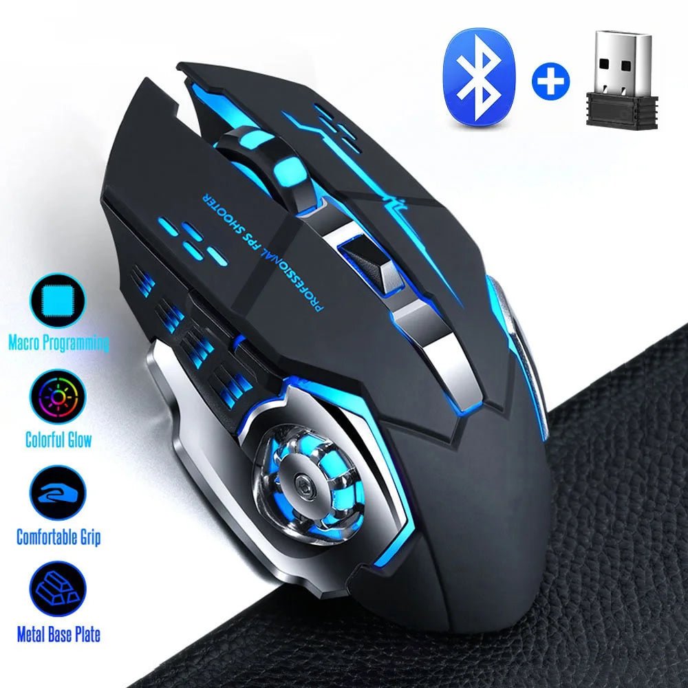 2.4G USB sans fil Bluetooth souris ergonomique silencieuse souris de bureau Rechargeable e - sports rétro - éclairage souris pour ordinateur portable Macbook - Clavier & souris | DR CLICK Informatique