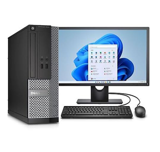 Dell Ordinateur de Bureau Reconditionné, Intel i5, 8 Go RAM, 240 Go SSD, Windows 11 Pro, Wi-FI, Moniteur LCD 22 Pouces, Clavier et Souris, Open Office 2024, Reconditionné, Compatible