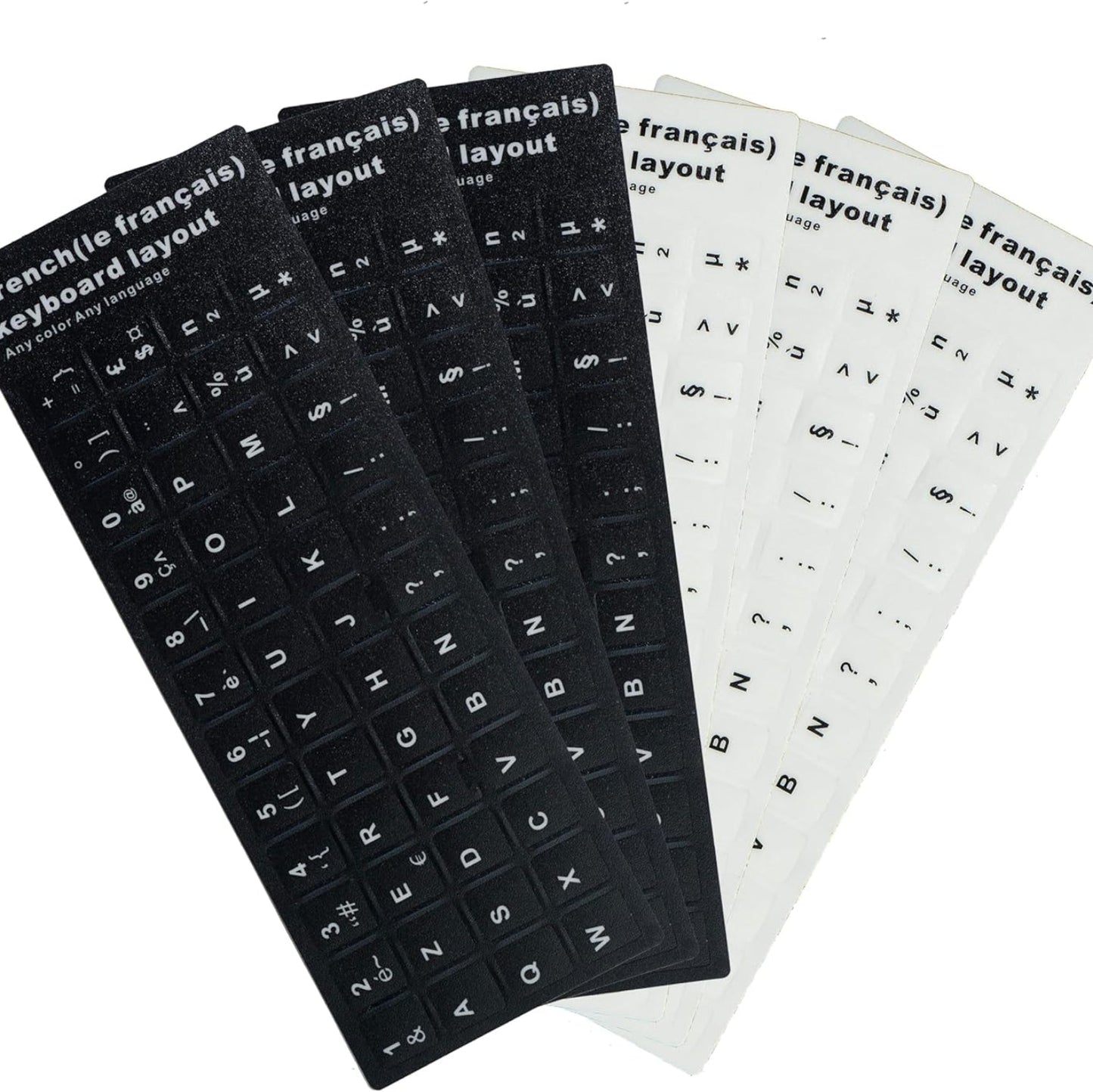 Stickers Clavier Azerty Français – lot de 6 planches autocollantes