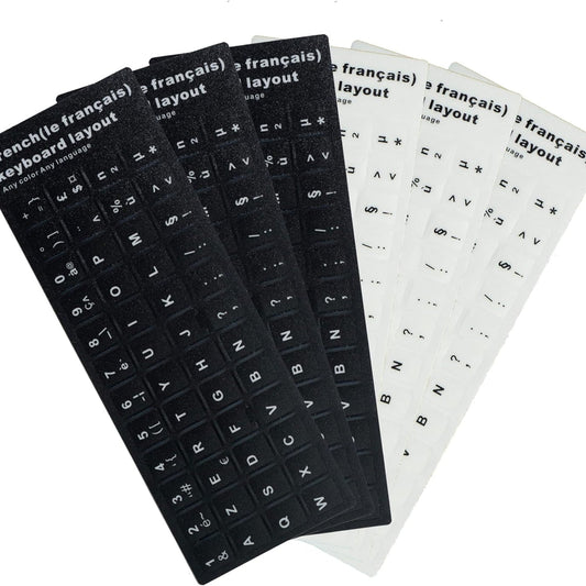 Stickers Clavier Azerty Français – lot de 6 planches autocollantes