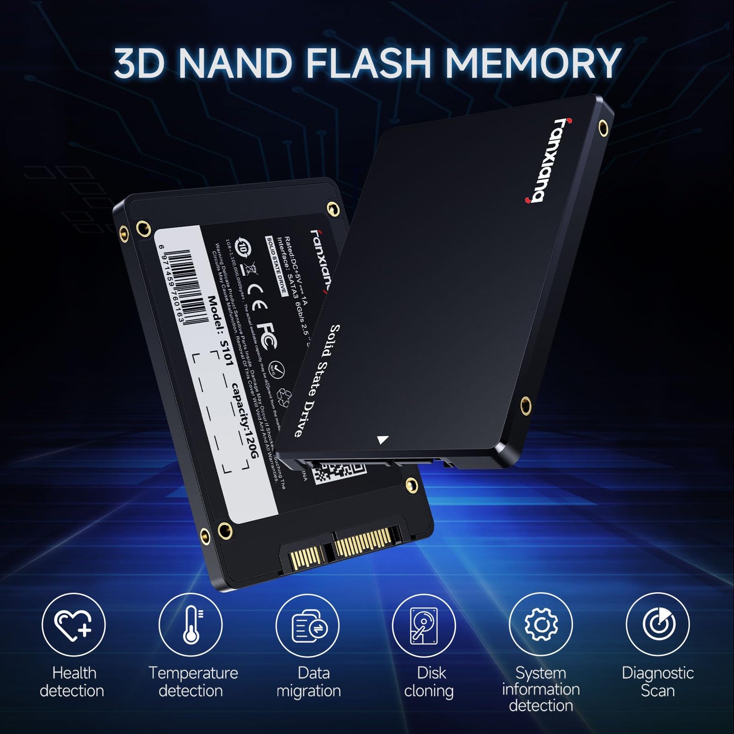 fanxiang 256GB SSD SATA III 6Gb/s, 2.5" SSD 530MB/s Read, 3D NAND Internal Solid State Drive Compatible with Laptops and Desktops(S101Q) 