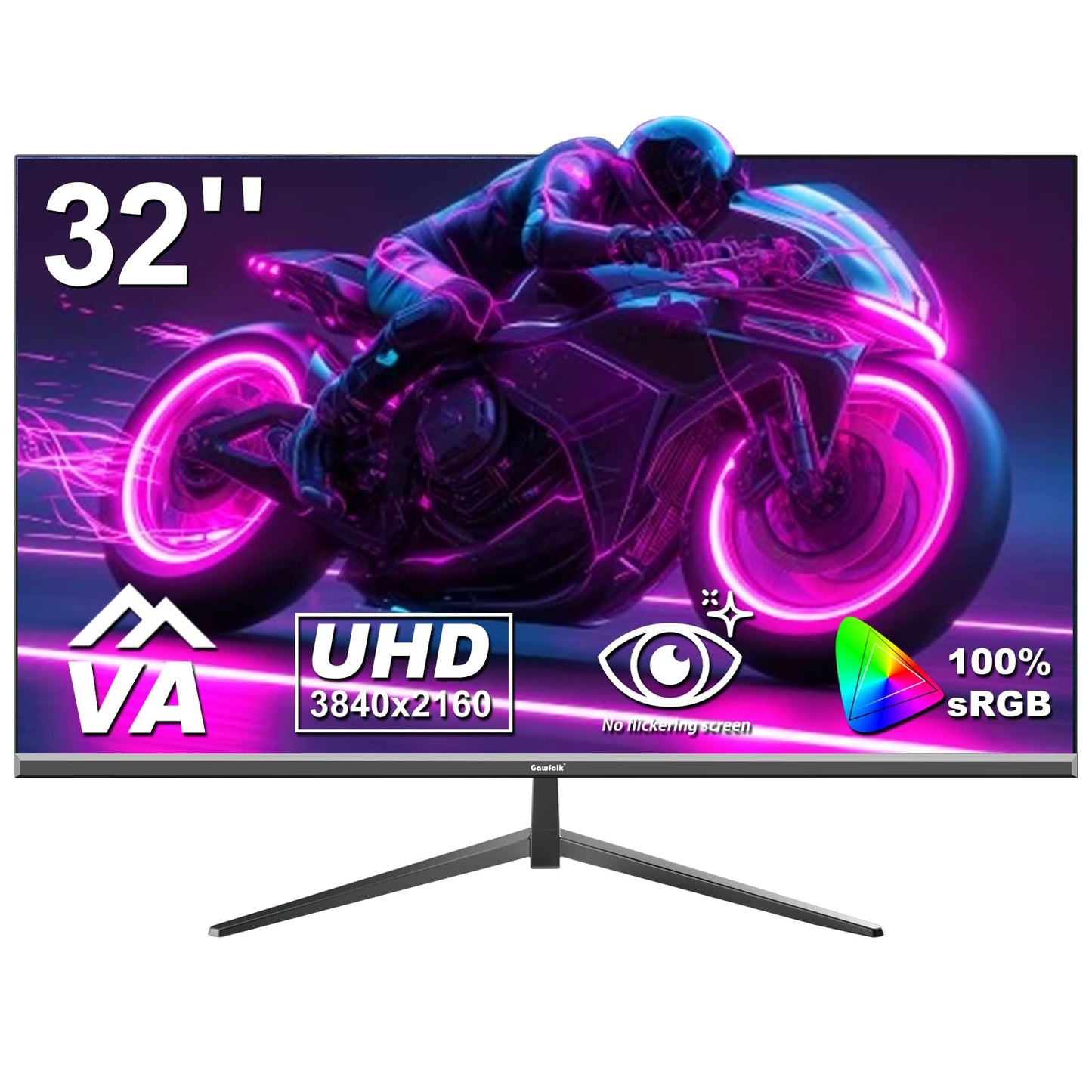 Gawfolk Curved Monitor 32 Inch 75Hz, 1500R Gaming PC Screen QHD (2560 x 1440p), Frameless Computer Monitor with FreeSync and Eye Care Technology, VESA Support 