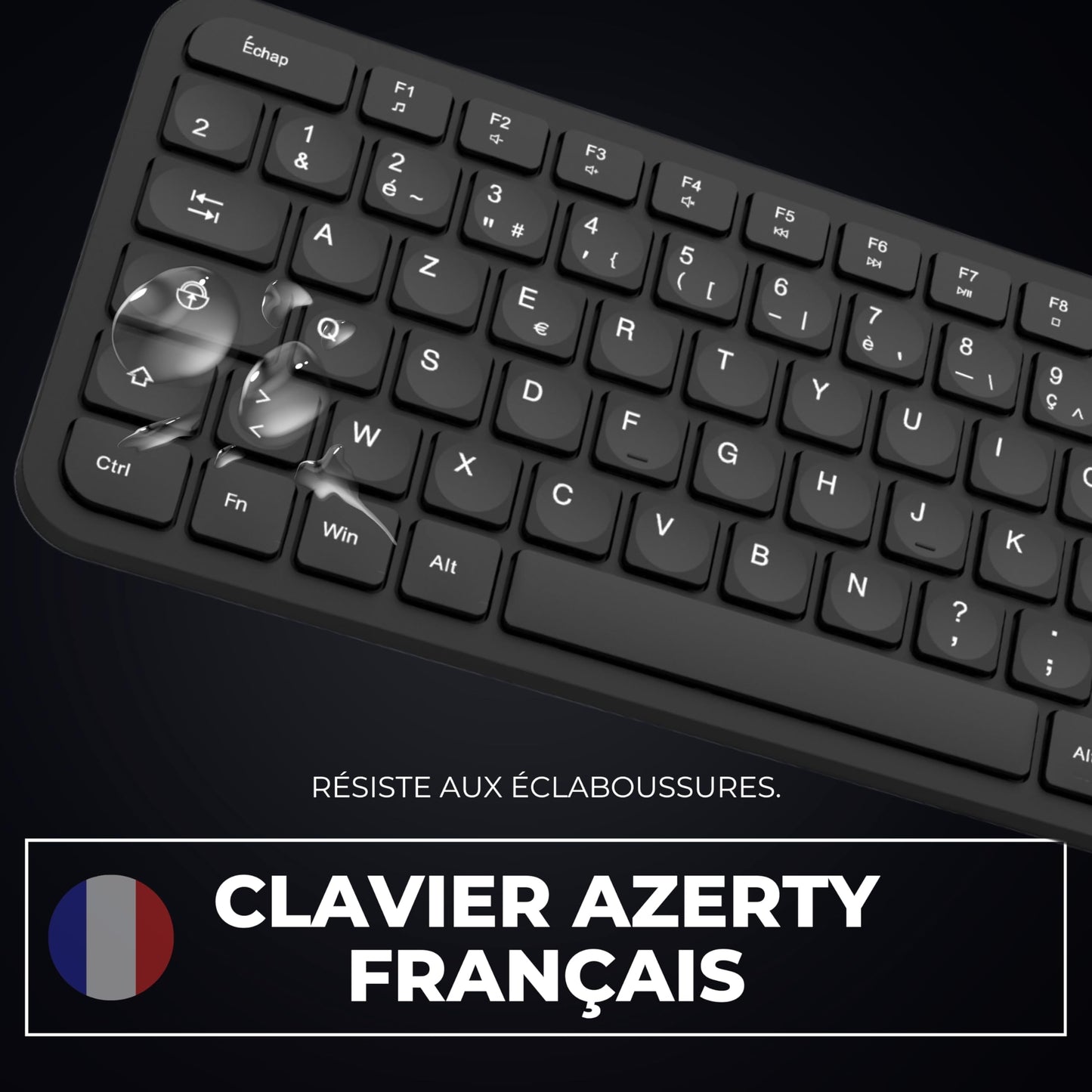 APM Clavier Ergonomique sans-Fil, Récepteur 2.4 GHz, Repose Poignet intégr