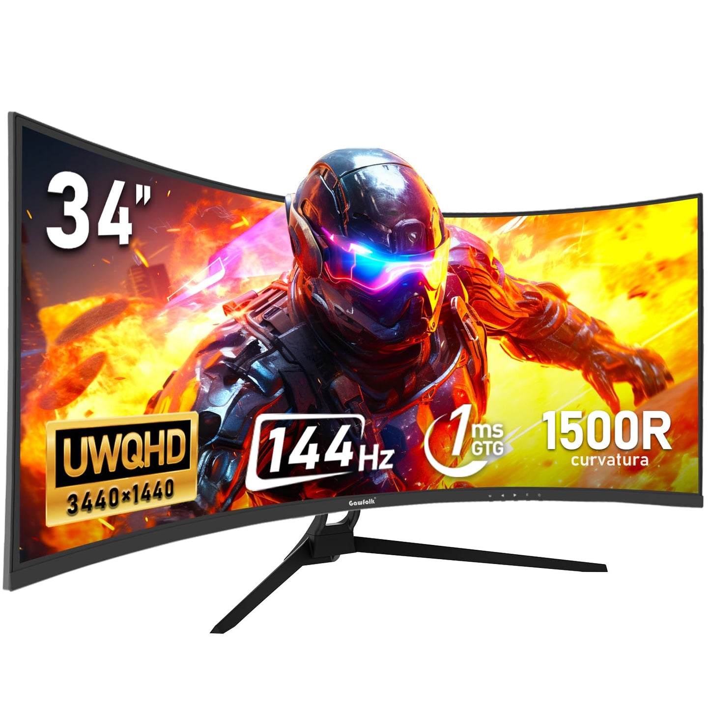 Gawfolk Curved Monitor 32 Inch 75Hz, 1500R Gaming PC Screen QHD (2560 x 1440p), Frameless Computer Monitor with FreeSync and Eye Care Technology, VESA Support 