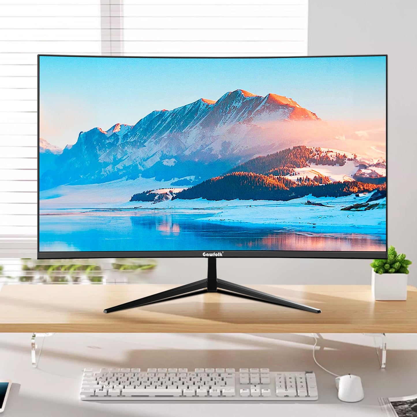 Gawfolk Curved Monitor 32 Inch 75Hz, 1500R Gaming PC Screen QHD (2560 x 1440p), Frameless Computer Monitor with FreeSync and Eye Care Technology, VESA Support 