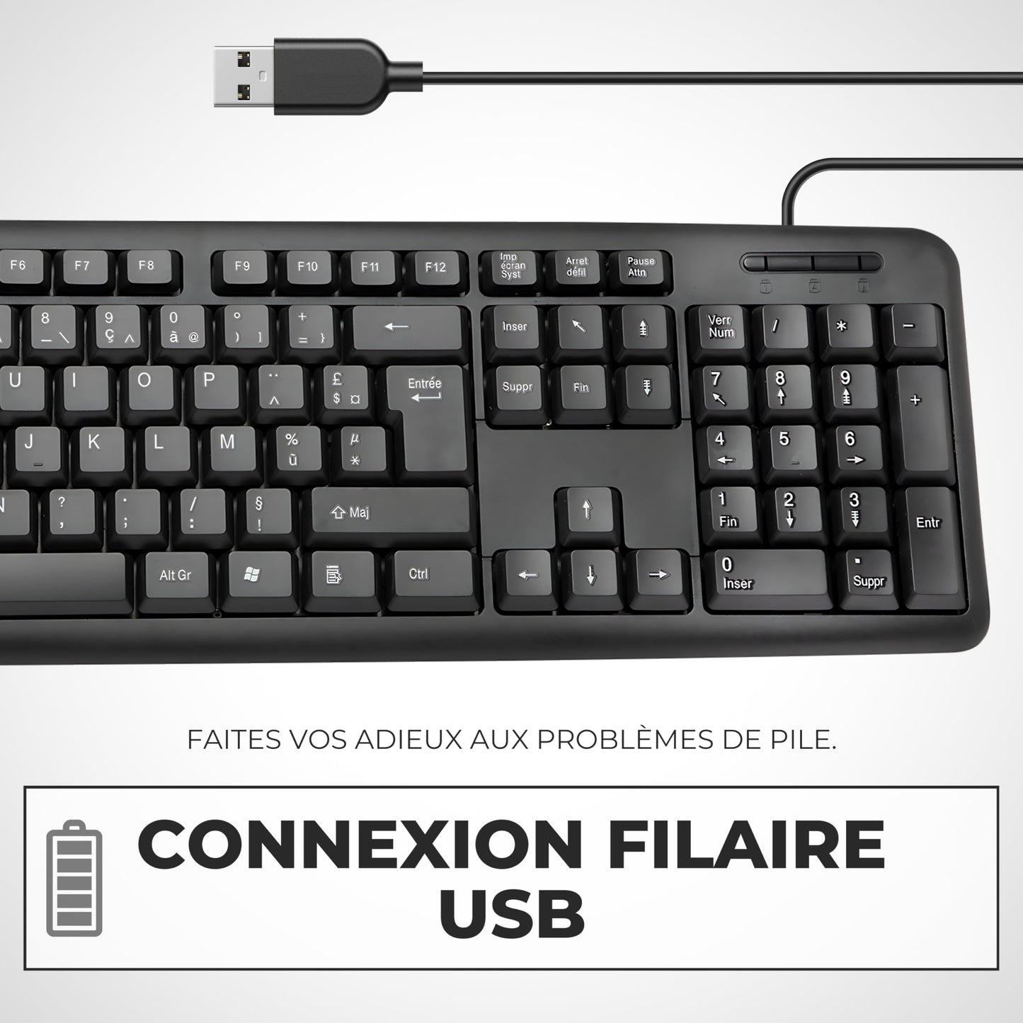 APM Clavier Ergonomique sans-Fil, Récepteur 2.4 GHz, Repose Poignet intégr