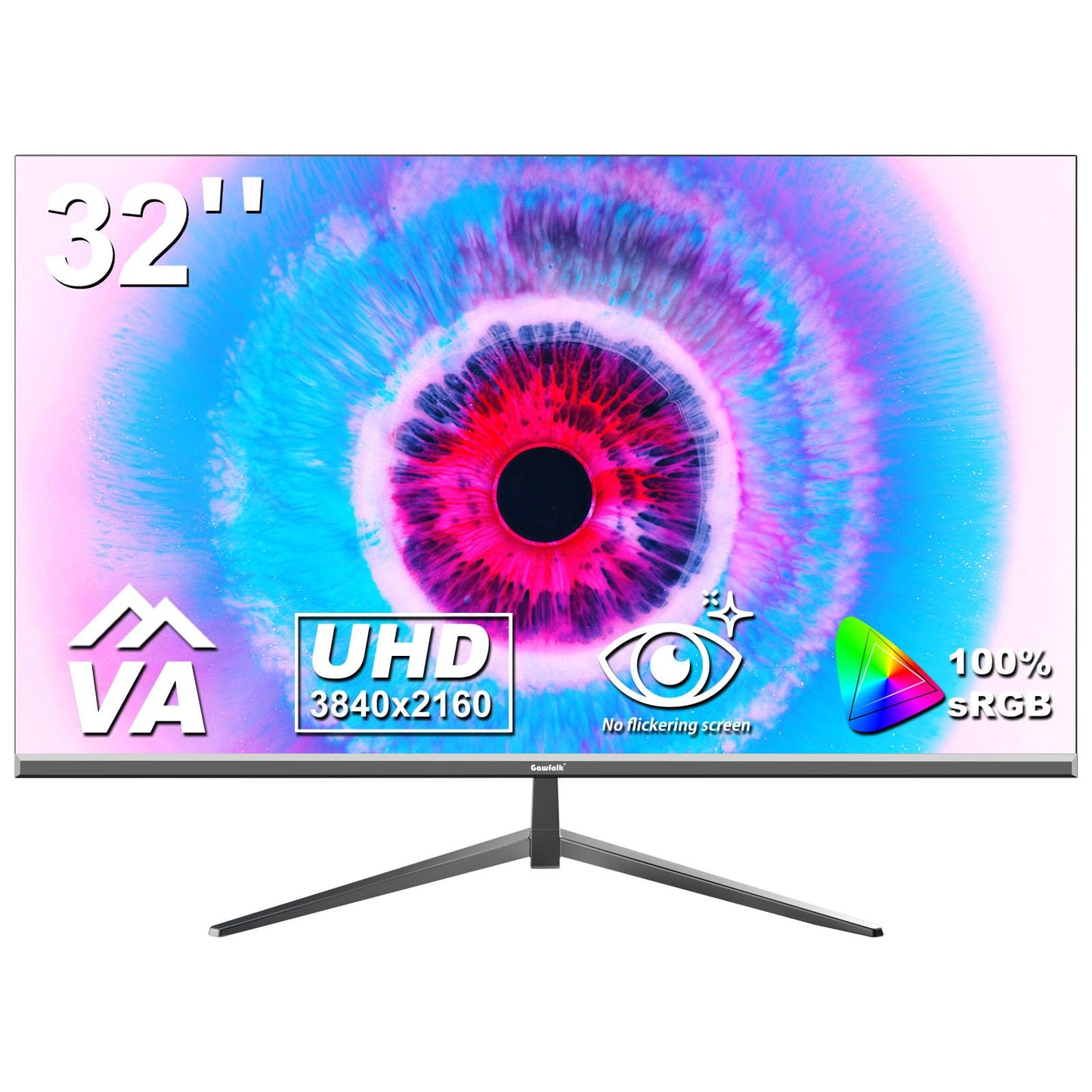 Gawfolk Curved Monitor 32 Inch 75Hz, 1500R Gaming PC Screen QHD (2560 x 1440p), Frameless Computer Monitor with FreeSync and Eye Care Technology, VESA Support 