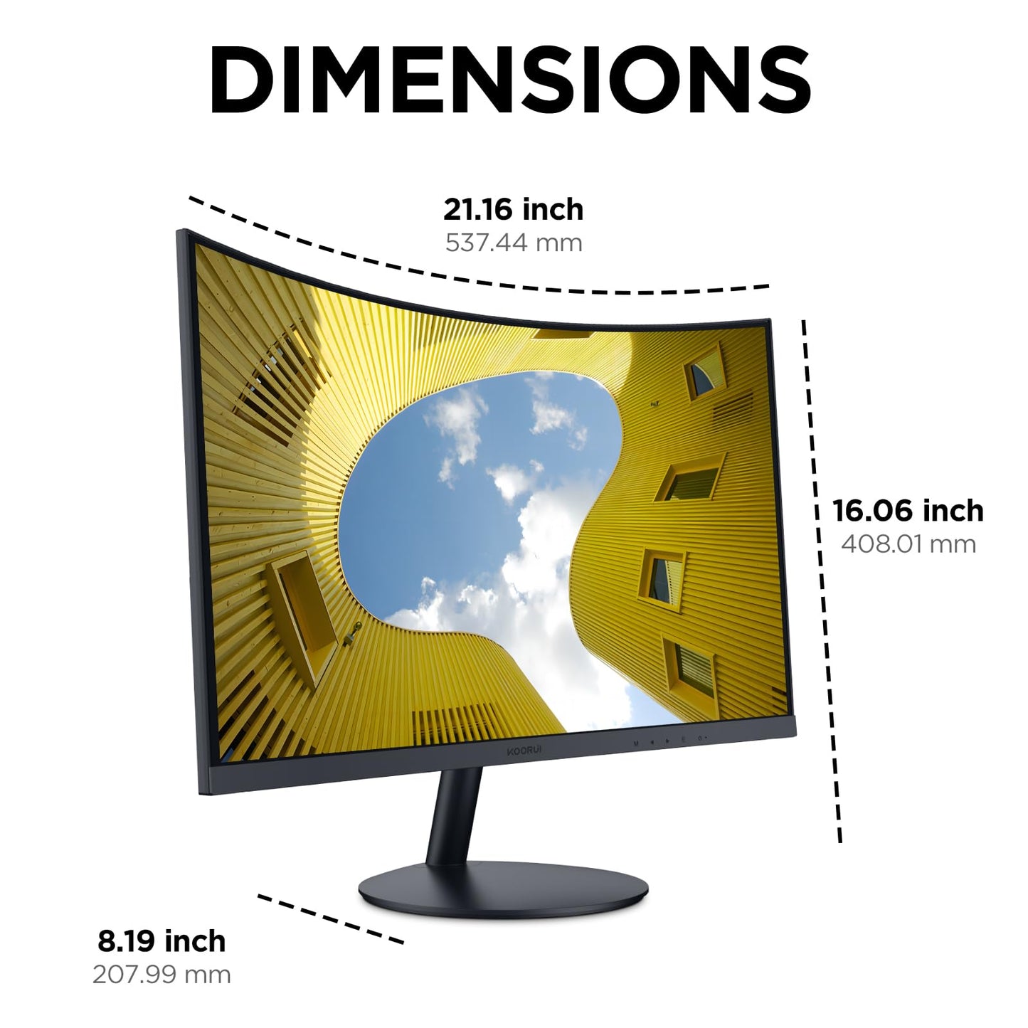 KOORUI Curved PC Monitor - 27 Inch VA Panel, FHD Resolution (1920 x 1080), 1800R, 75Hz, 5ms, HDMI, VGA, Tilt Adjustment, 178° Viewing Angle, Curved PC Gaming Monitor, Black 